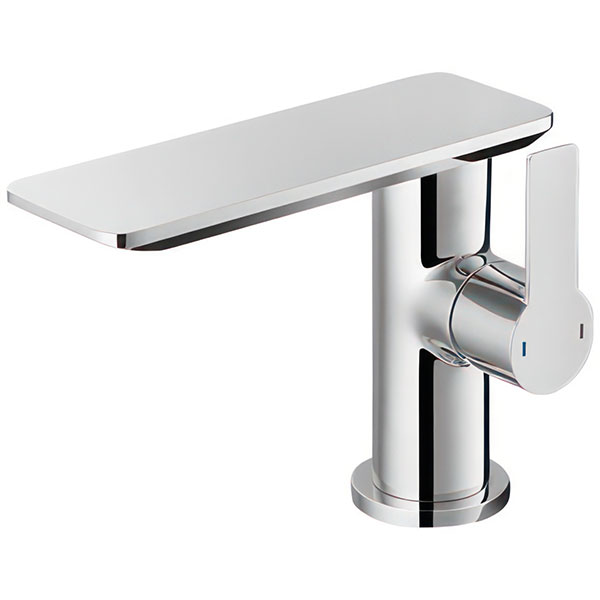 Flova Spring Chrome Basin Mixer Tap with Clicker Waste - Side Action Flat Handle - Deck Mounted