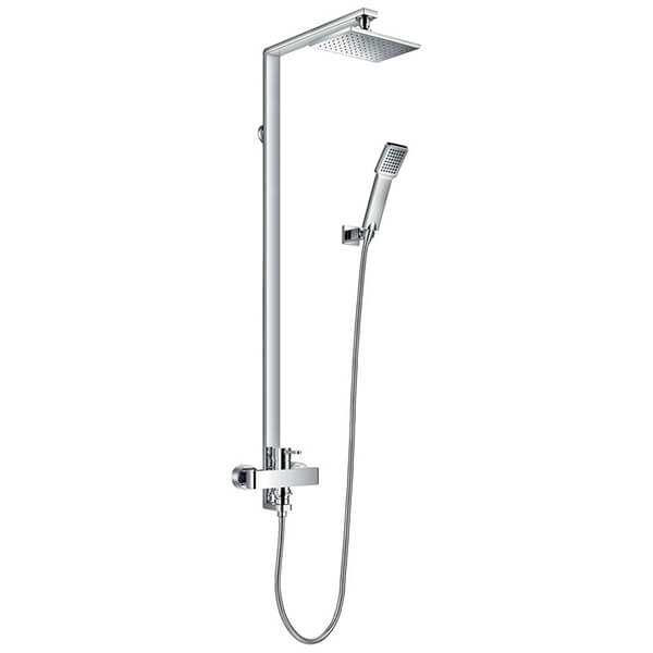 Flova Essence Manual Exposed Chrome Shower Column with Handset and Head
