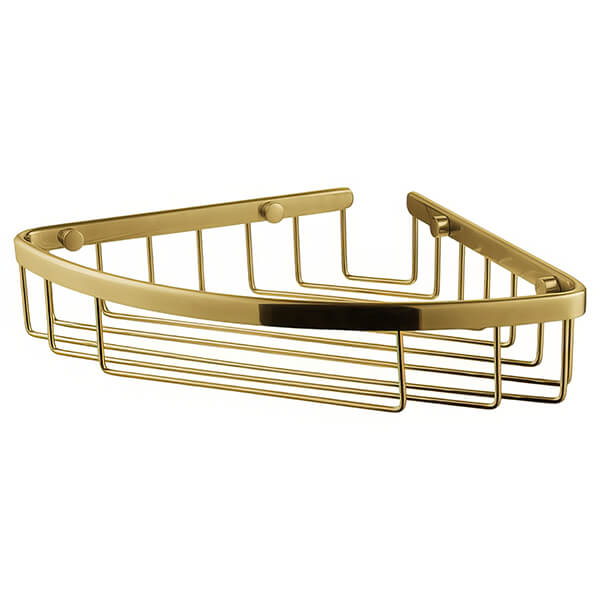 Additional image of Flova Coco Wall Fixed Solid Brass Wired Corner Shower Basket - 205 x 205 x 55mm