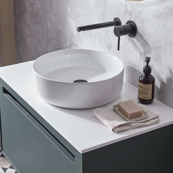 Tavistock Fen Round Ceramic Countertop Basin - 355 x 355mm