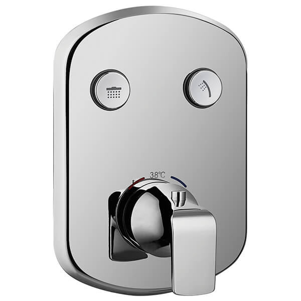 Flova Fusion GoClick Concealed Thermostatic Chrome Shower Valve - Oval Trim - 3 or 4 Controls