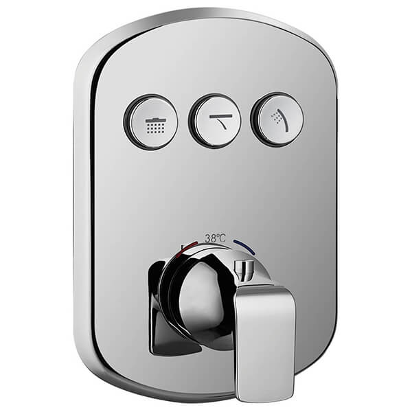 Additional image of Flova Fusion GoClick Concealed Thermostatic Chrome Shower Valve - Oval Trim - 3 or 4 Controls