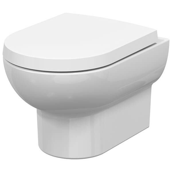 Nuie Isla Contemporary Round Wall Hung White WC Pan - 370 x 520mm
