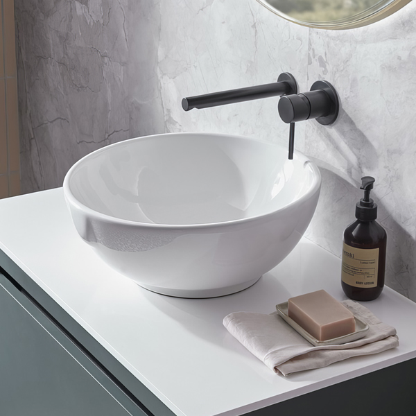 Tavistock Ocean Round Ceramic Countertop Basin - 390 x 390mm