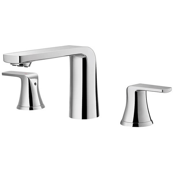 Flova Fusion 3 Hole Contemporary Basin Mixer Tap with Waste - Flat Handles