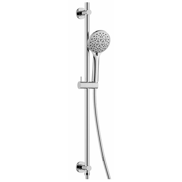 Flova Levo Diamond Chrome Shower Riser Rail Kit with Integral Wall Outlet