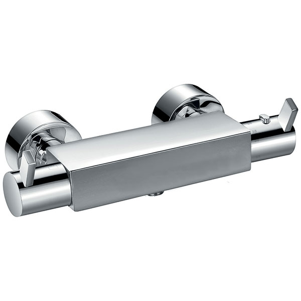 Flova Str8 Exposed Round Thermostatic Bar Shower Valve - Chrome - 2 Controls
