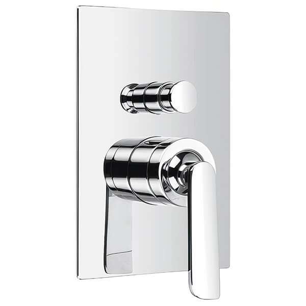 Flova Cascade Concealed Manual Chrome Shower Valve with 2 Way Diverter - Rectangular Trim