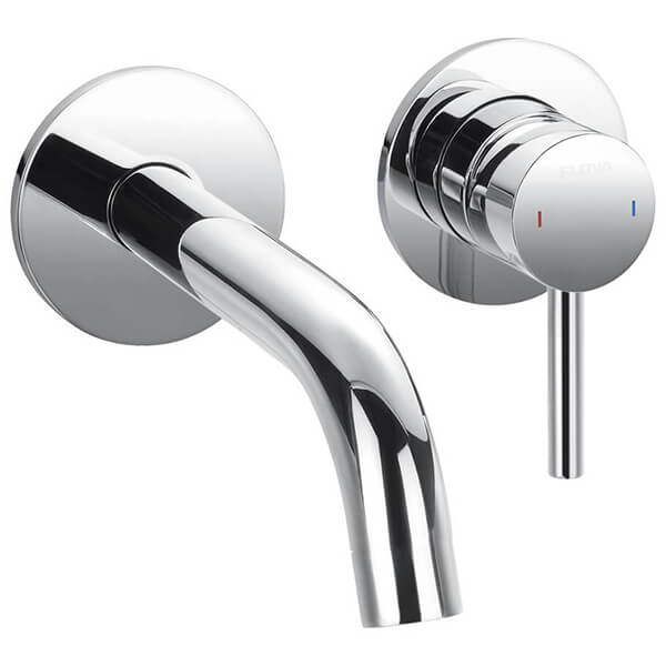 Flova Levo 2 Hole Contemporary Basin Mixer Tap with Curved Spout - Stick Handle