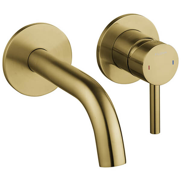 Additional image of Flova Levo 2 Hole Contemporary Basin Mixer Tap with Curved Spout - Stick Handle