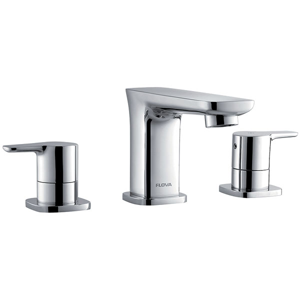 Flova Urban 3 Hole Chrome Bath Filler Tap with Straight Spout - Flat Handles - Deck Mounted