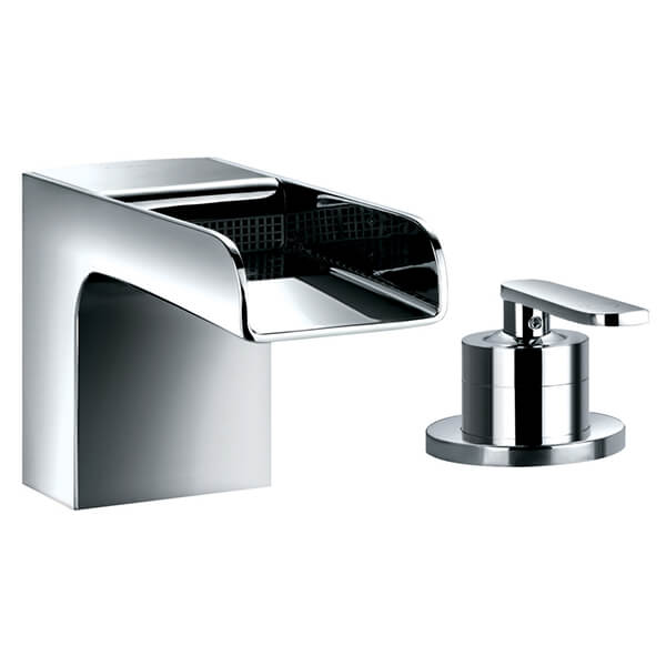 Flova Cascade Contemporary Chrome Bath Mixer Tap with Waterfall Spout - Lever Handle