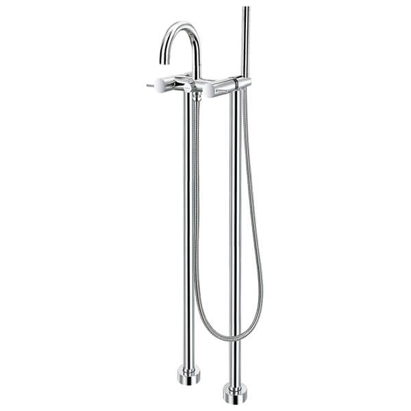 Flova Levo Freestanding Bath Shower Mixer Tap with Handset and Hose - Stick Handles