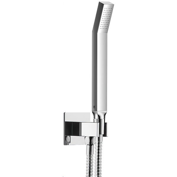 Flova Str8 Diamond Chrome Shower Handset with Integral Outlet and Hose - Wall Mounted