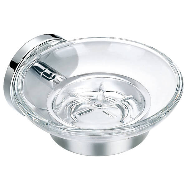 Flova Coco Contemporary Wall Mounted Round Clear Glass Soap Dish and Holder