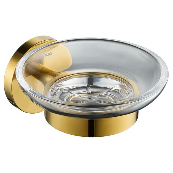 Alternate image of Flova Coco Contemporary Wall Mounted Round Clear Glass Soap Dish and Holder