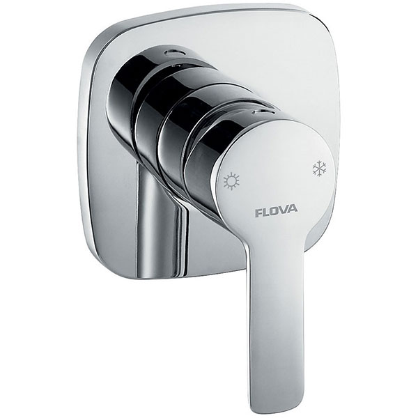 Flova Urban Concealed Manual Chrome Shower Valve - 1 Control - Flat Handle