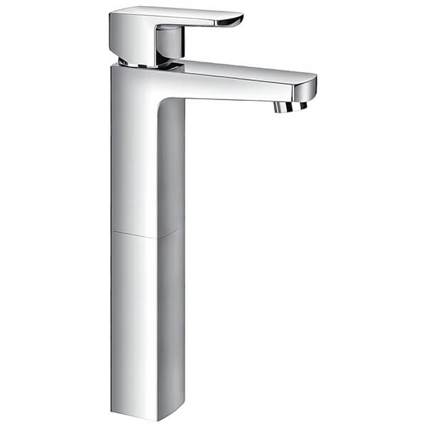 Flova Dekka Chrome Tall Basin Mixer Tap with Clicker Waste - Flat Handle and Spout
