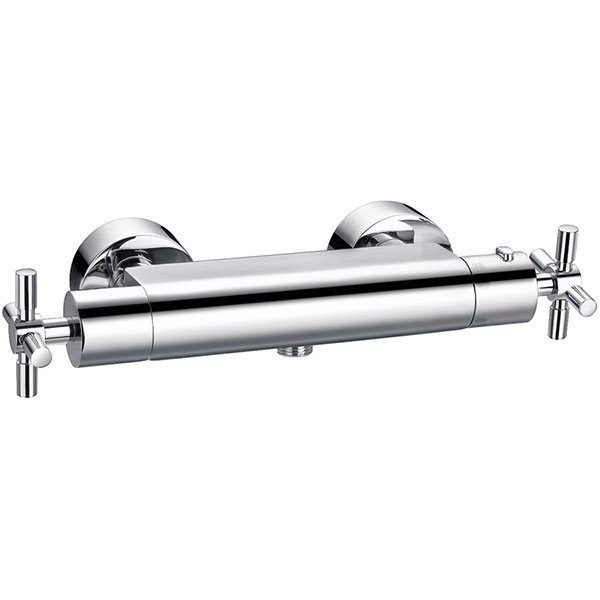 Flova XL Exposed Round Thermostatic Bar Shower Valve - Chrome - 1 Outlet - 2 Controls