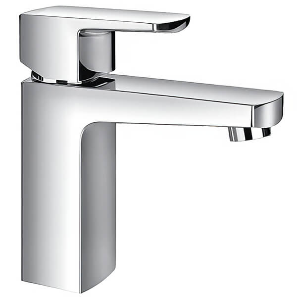 Additional image of Flova Dekka Contemporary Chrome Basin Mixer Tap with Clicker Waste - Flat Handle and Spout