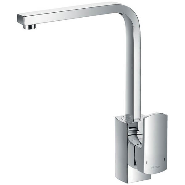 Flova Dekka Chrome L-Shaped Kitchen Sink Mixer Tap with Swivel Spout - Lever Handle