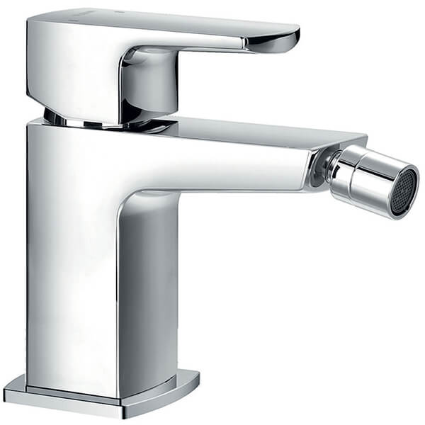 Flova Dekka Contemporary Chrome Bidet Mixer Tap with Clicker Waste - Lever Handle