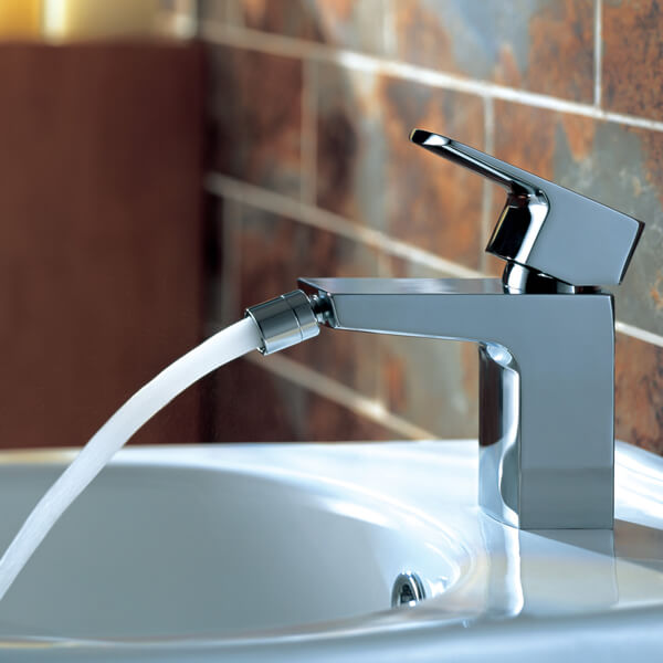 Flova Dekka Contemporary Chrome Bidet Mixer Tap with Clicker Waste - Lever Handle