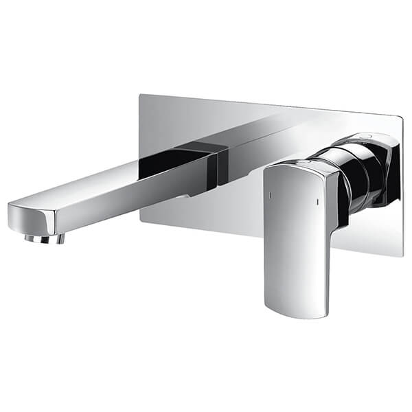 Flova Dekka 2 Hole Chrome Basin Mixer Tap with Straight Spout - Flat Handle