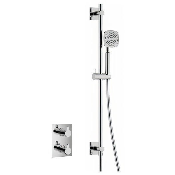 Flova Moonlight Concealed Square Thermostatic Shower Valve with Slider Rail and Hand Shower