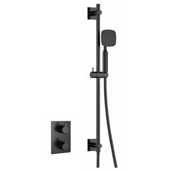 Additional image of Flova Moonlight Concealed Square Thermostatic Shower Valve with Slider Rail and Hand Shower