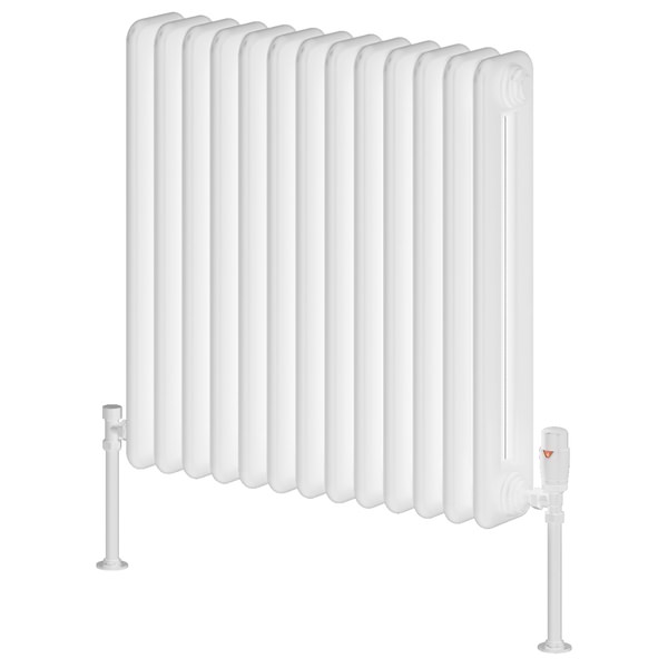 Reina Hedingham Horizontal Column Radiator with Brackets - Mild Steel - 600mm High