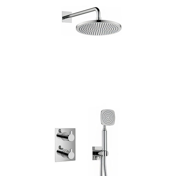 Flova Moonlight Concealed Square Thermostatic Shower Valve with Showerhead and Handheld