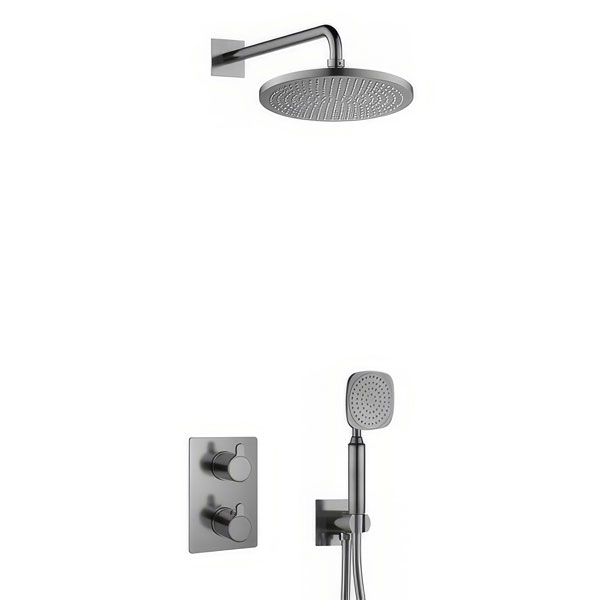 Alternate image of Flova Moonlight Concealed Square Thermostatic Shower Valve with Showerhead and Handheld