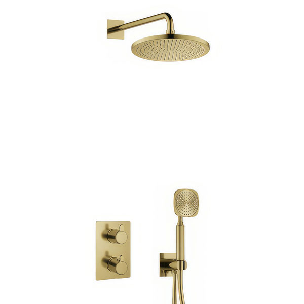 Additional image of Flova Moonlight Concealed Square Thermostatic Shower Valve with Showerhead and Handheld