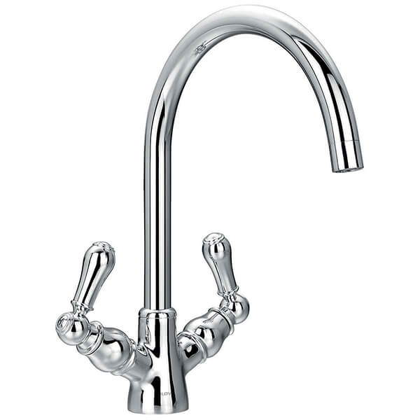 Flova Liberty Traditional Chrome Basin Mixer Tap with Swan Neck Swivel Spout