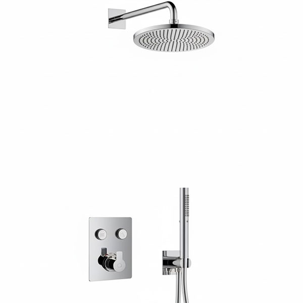 Flova Spring Chrome Concealed Thermostatic Valve with Rainshower Head and Handset Kit