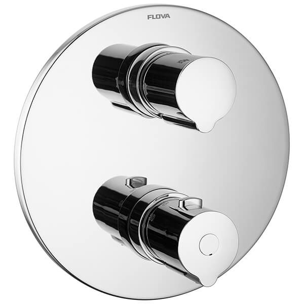 Flova Allore Concealed Chrome Thermostatic Shower Valve - 2 Controls - Round Trim