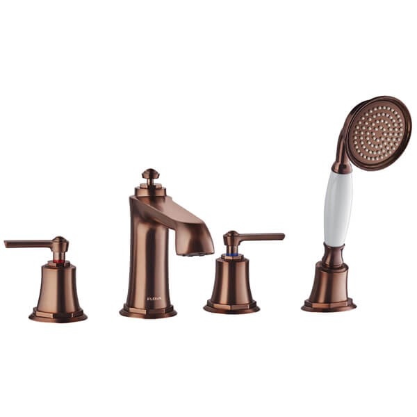 Additional image of Flova Liberty 4 Hole Traditional Bath Shower Mixer Tap with Handset - Stick Handles