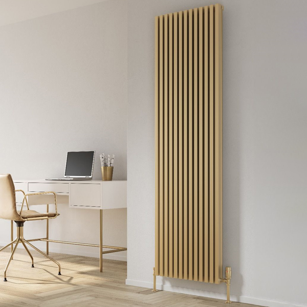 Additional image of Reina Albano Vertical Flat Bar Designer Radiator with Brackets - Aluminium - 1800mm High