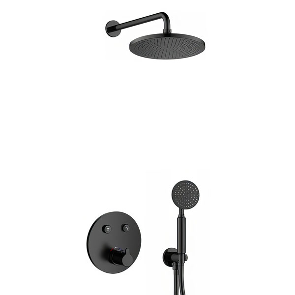 Additional image of Flova Moonlight GoClick Round Thermostatic Shower Valve with Showerhead and Handset