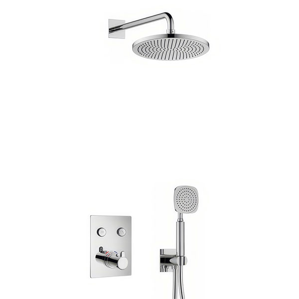 Flova Moonlight GoClick Square Thermostatic Shower Valve with Showerhead and Handset