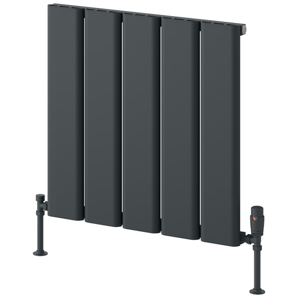 Reina Caldaro Horizontal Flat Panel Designer Radiator with Brackets - Aluminium - 600mm High