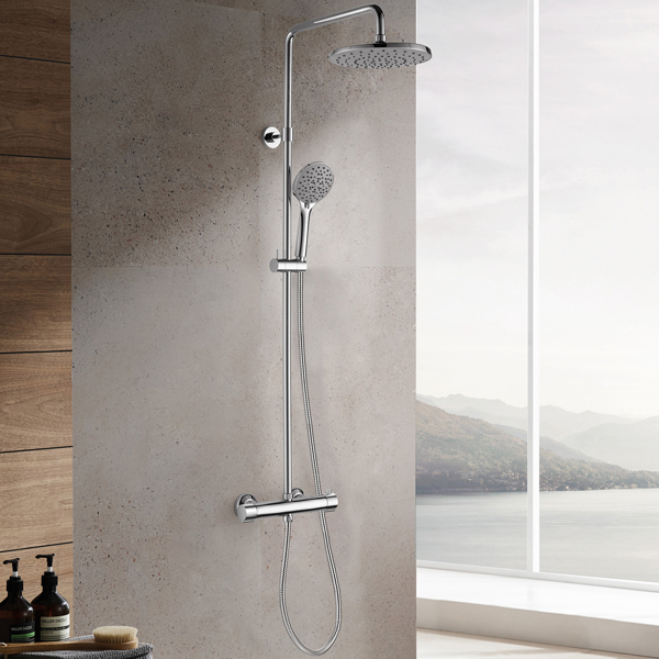 Flova Smart Contemporary Exposed Thermostatic Shower Column - Diamond Chrome Finish