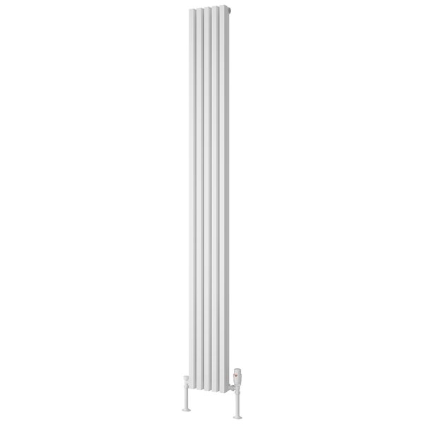 Reina Albano Vertical Flat Bar Designer Radiator with Brackets - Aluminium - 1800mm High