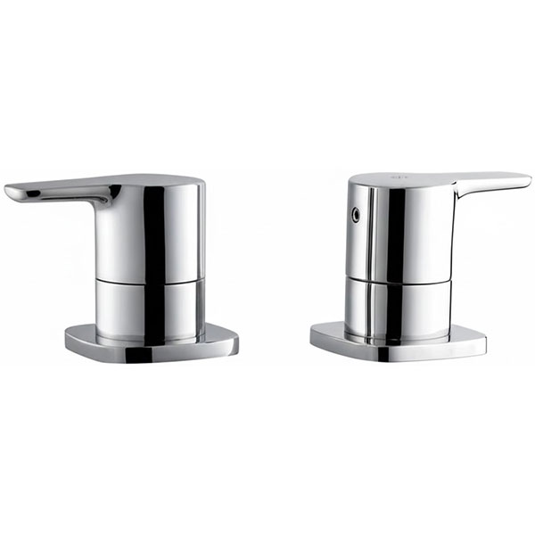 Flova Urban Deck Mounted Pair of Chrome Shut Off Valves - Hot or Cold Water