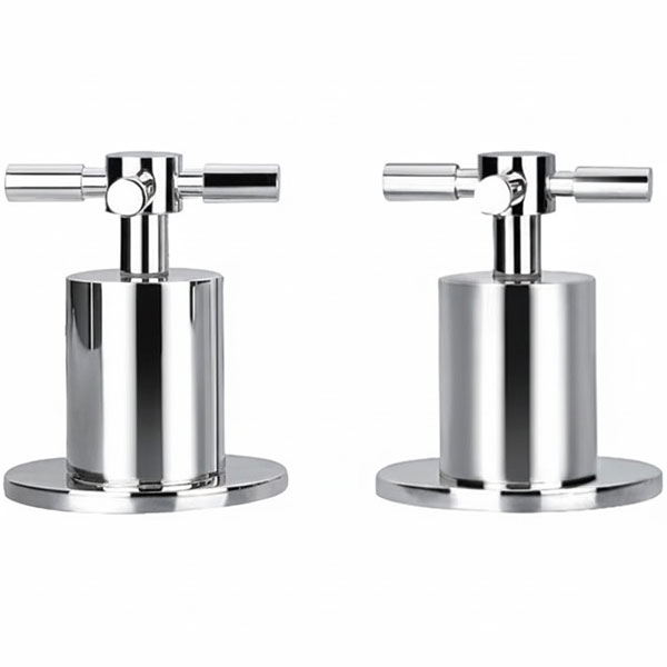 Flova XL Deck Mounted Pair of Chrome Shut Off Valves - Hot or Cold Water