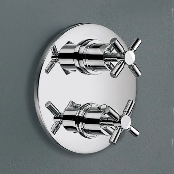 Flova XL Concealed Thermostatic Chrome Shower Valve with SmartBox - Round Trim - 2 Controls