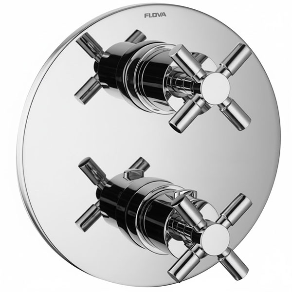 Flova XL Concealed Thermostatic Chrome Shower Valve with SmartBox - Round Trim - 2 Controls