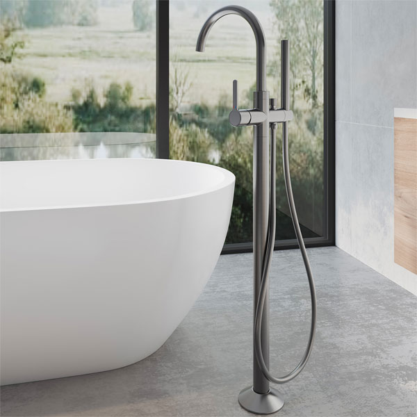 Alternate image of Flova Moonlight Floor-Standing Bath Shower Mixer Tap with Handset and Hose