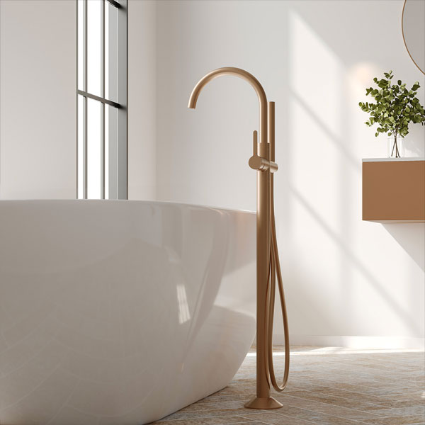 Flova Moonlight Floor-Standing Bath Shower Mixer Tap with Handset and Hose